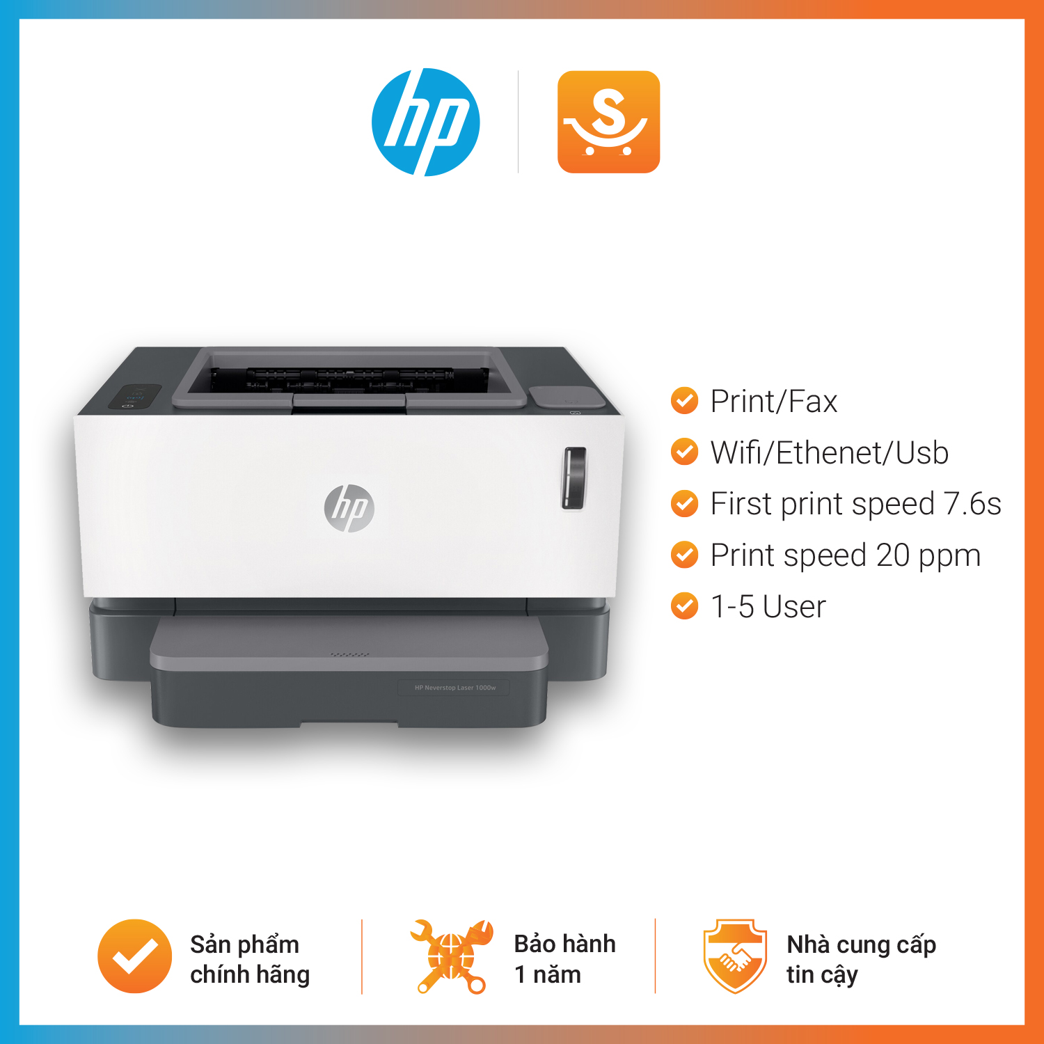 Máy in HP Neverstop Laser 1000w- 4RY23A