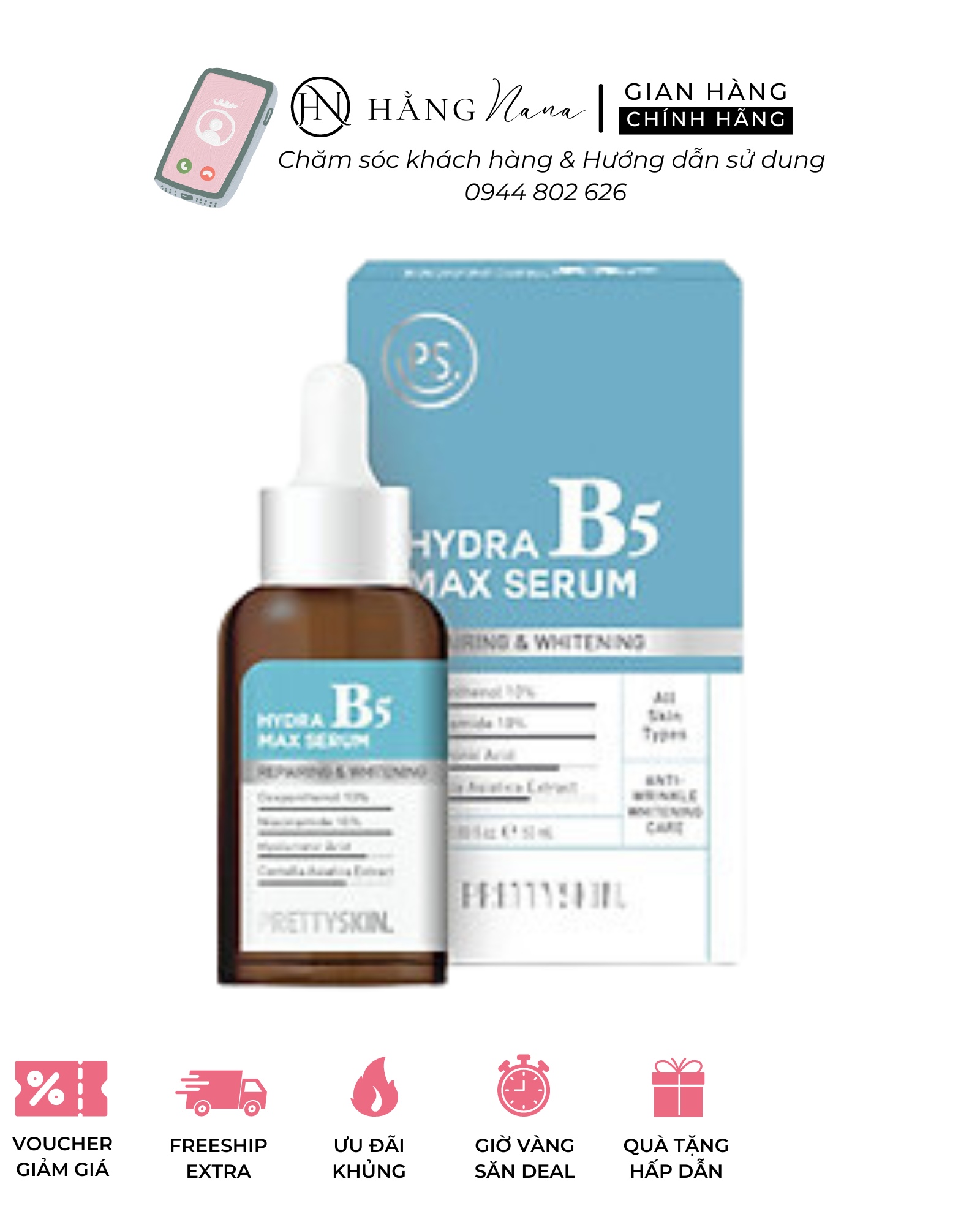 Serum phục hồi da b5 pretty skin giúp dưỡng trắng phục hồi da 50ml