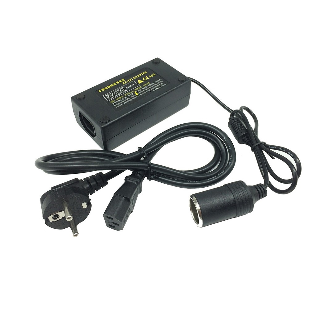 Bộ Chuyển Đổi Nguồn Điện 220V  Tẩu nguồn  - Đầu Cắm Ô TÔ 12V/60W/5A - Dây câu sạc bình ắc quy xe hơi