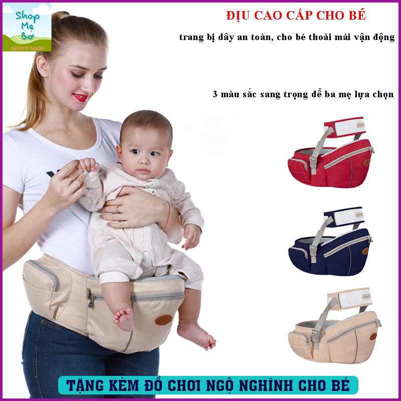 Địu chính hãng gabesy, địu ngồi trợ lực có đai an toàn cho bé từ 0 - 36 tháng tuổi