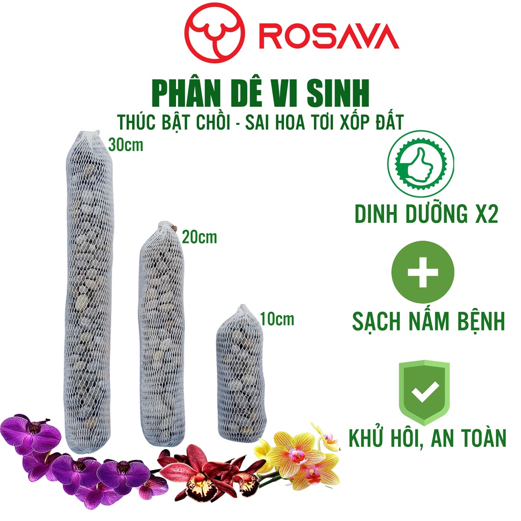 Phân dê trồng lan túi lưới 30cm ROSAVA đã qua xử lý bằng công nghệ Nhật chuyên bón hoa lan