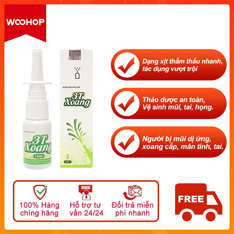 Combo 3 woohop nose spray 3T sinus rhinitis rhinitis relief rhinitis pain