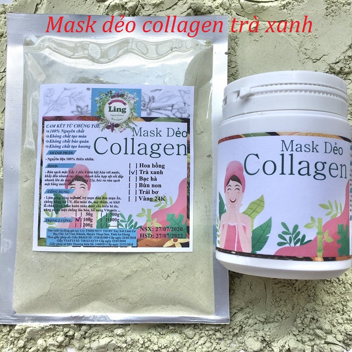 Mask dẻo Collagen Trà Xanh có giấy VSATTP và ĐKKD nguyên chất thiên nhiên 100% dùng để đắp mặt đa công dụng