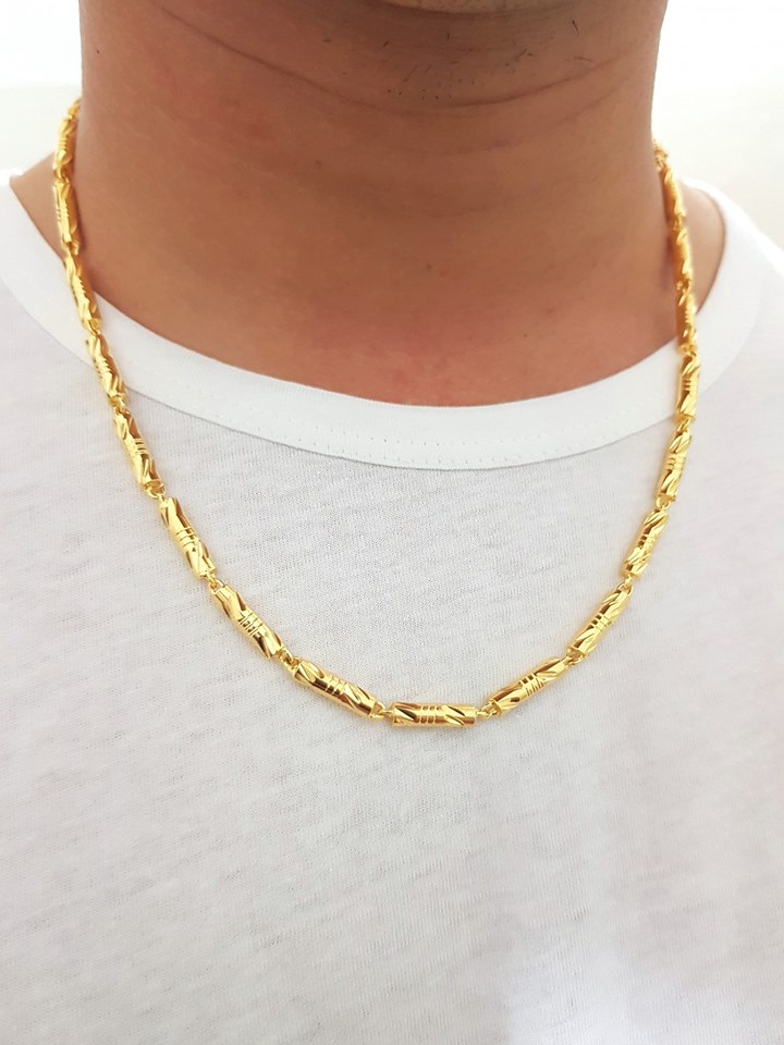 Dây Chuyền Titanium Mạ Vàng 18K Nam Đốt Trúc Tròn Sáng Bóng Màu Đẹp