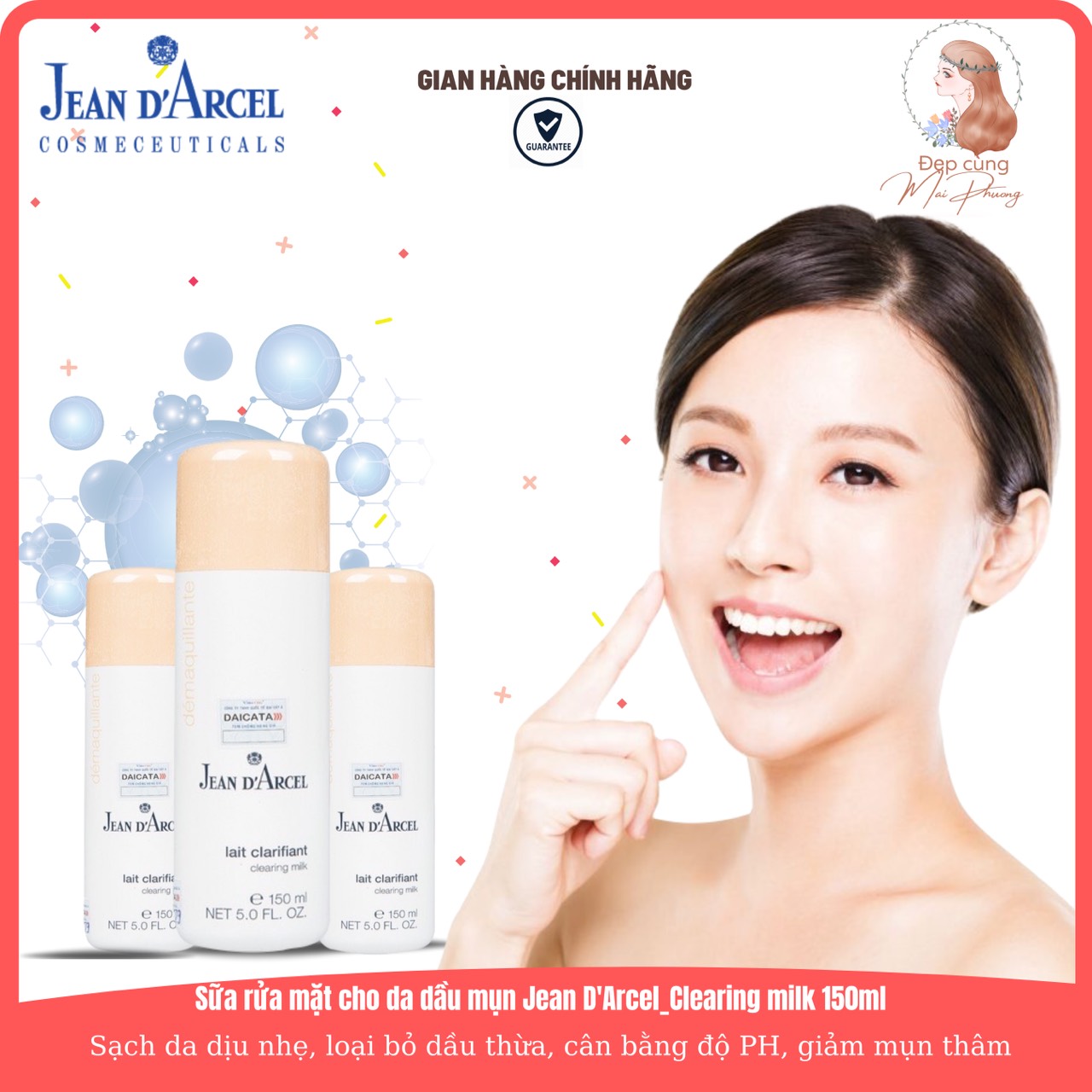 SỮA RỬA MẶT CHO DA DẦU MỤN JEAN D'ARCEL CLEARING MILK