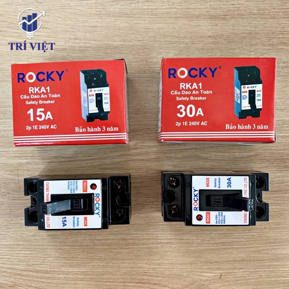 Cầu dao an toàn CB Rocky 15A 20A 30A 40A CB cóc công nghệ Nhật bảo hành 3 năm