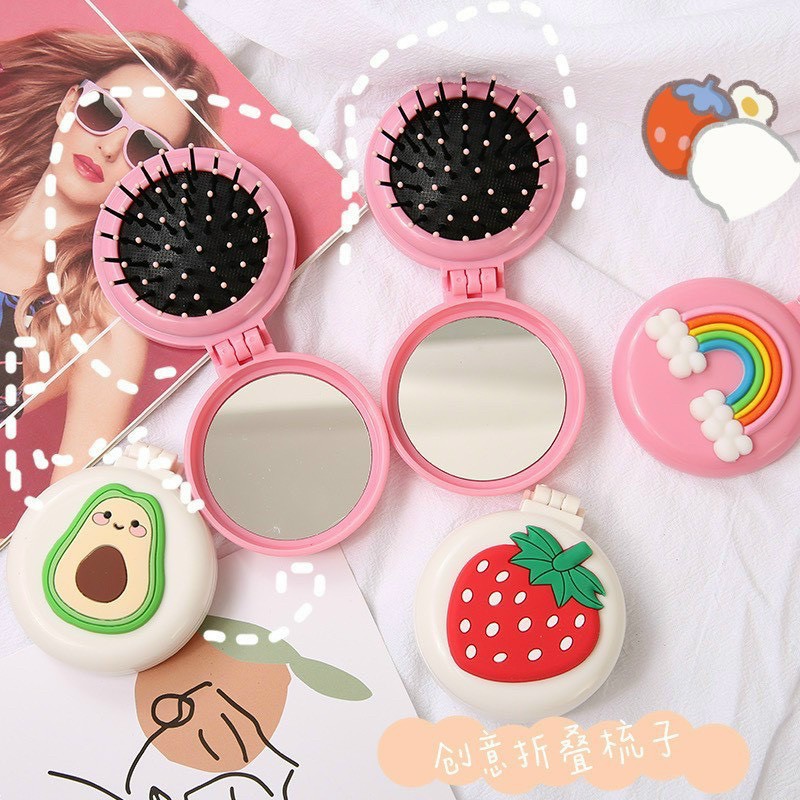 Gương Lược Gấp mini cầm tay dễ thương xinh xắn