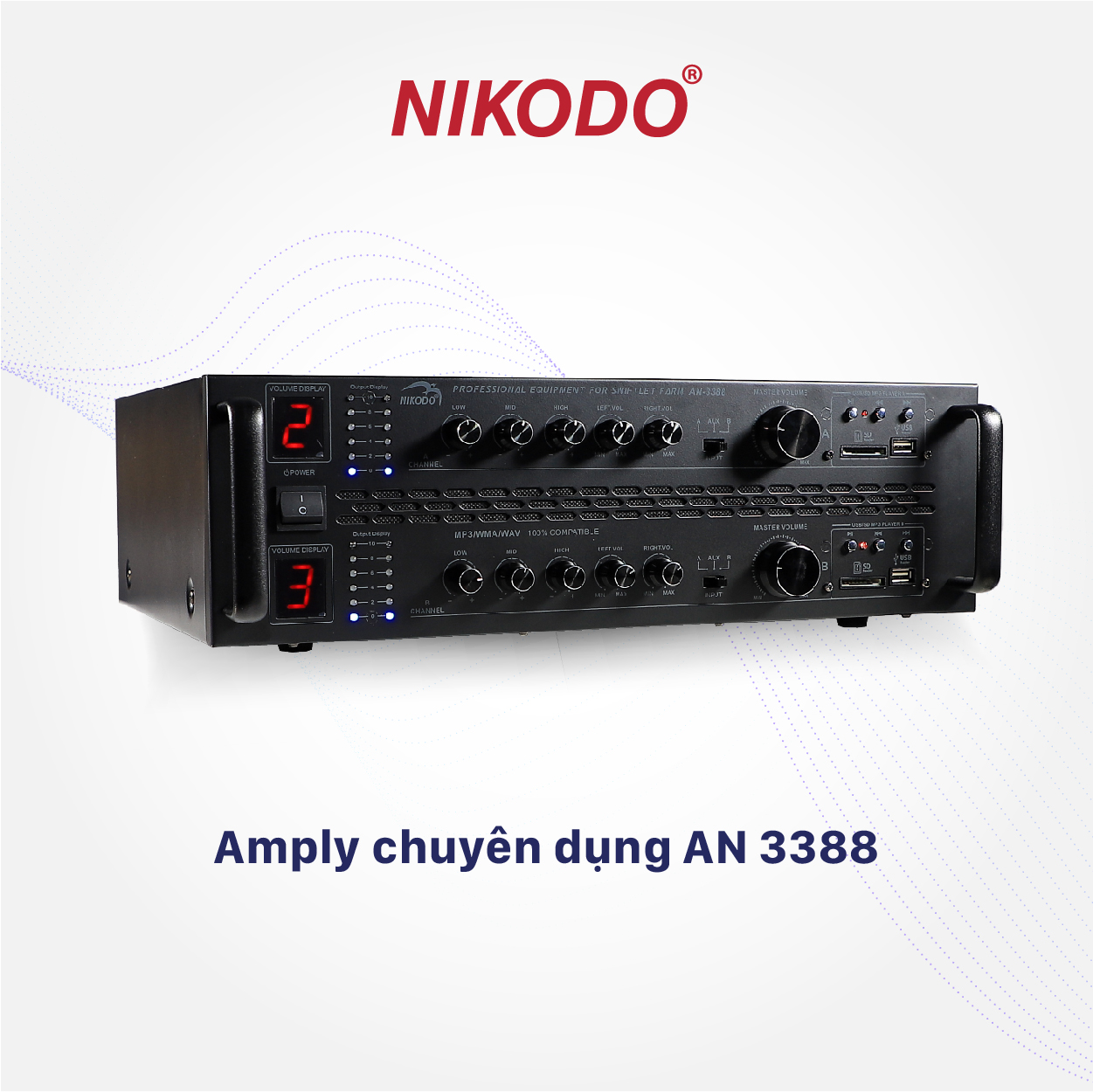 Amply Nikodo AN 3388 đa âm, 4 kênh âm thanh riêng biệt, tải 560 loa ru, nhập khẩu chính hãng/Âm li nhà yến chuẩn Malaysia