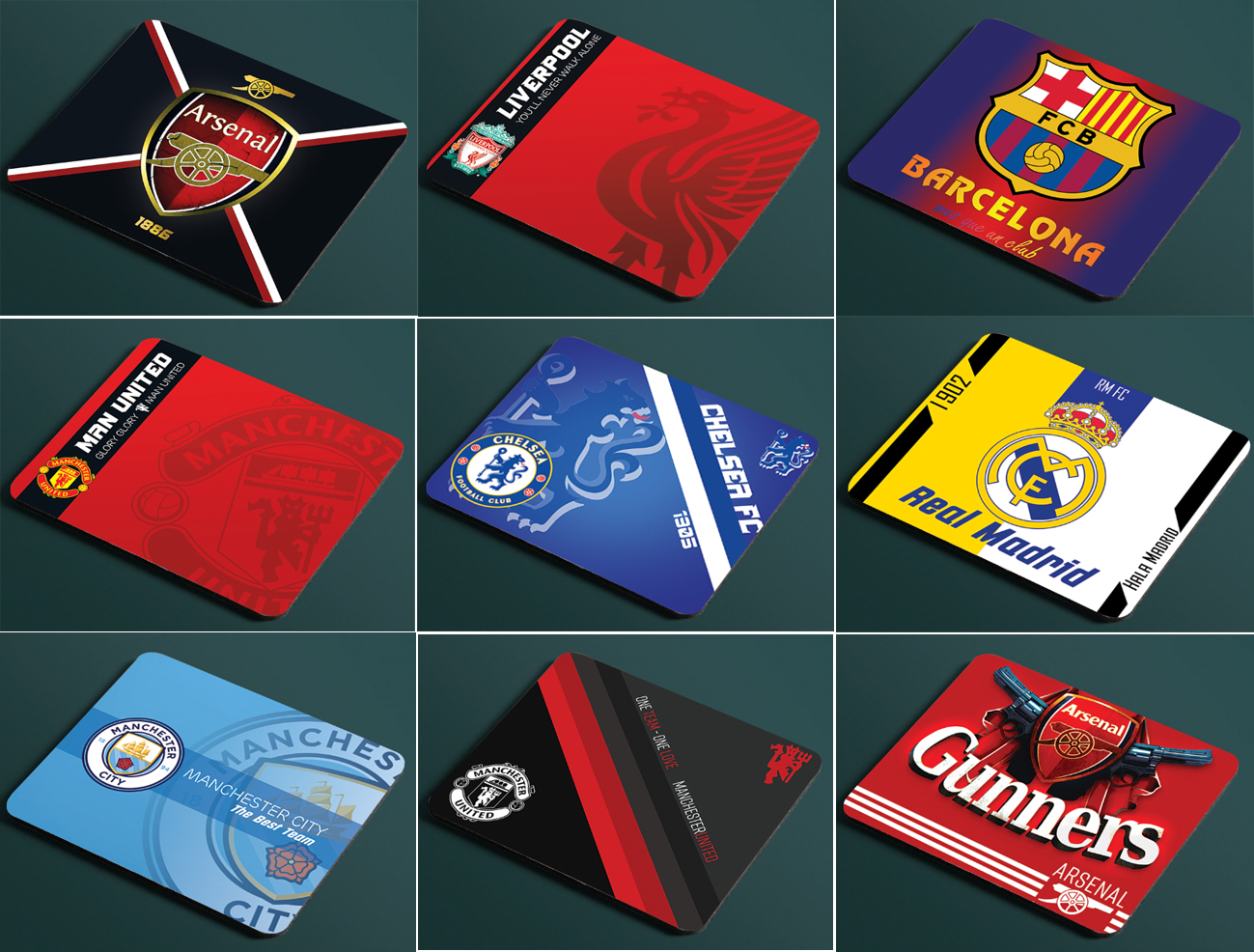 Bàn di chuột lót chuột văn phòng các CLB  bóng đá AC milan, Real Madrid, MU, Arseal, Liver, Chelsea, barca