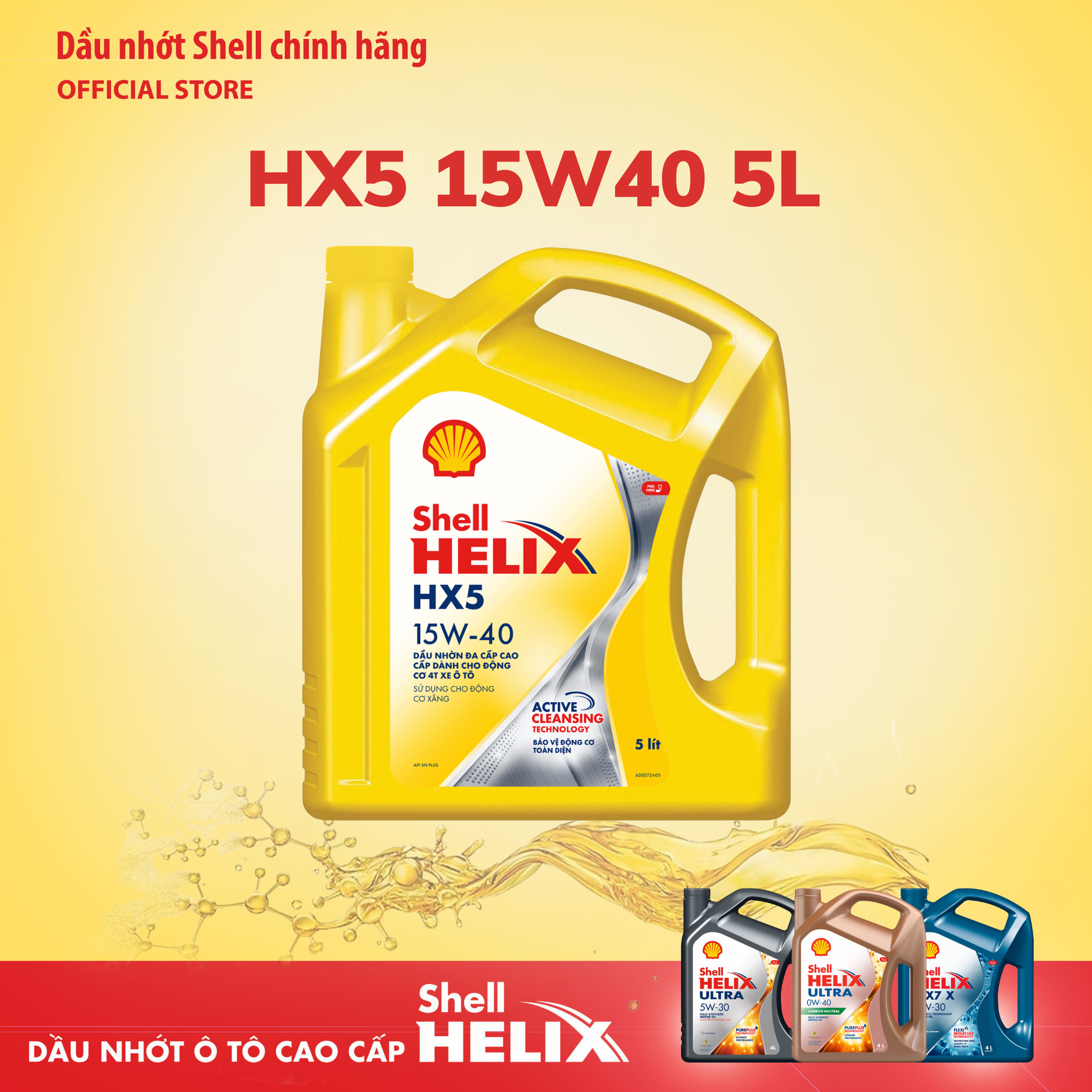 Dầu nhớt xe hơi cao cấp helix hx5 sn 15w40 5l