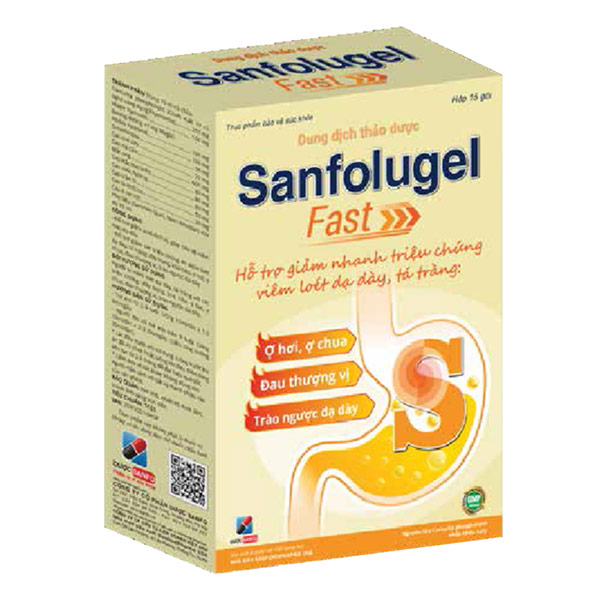 Sanfolugel Fast- Hỗ trợ giảm acid dịch vị, hỗ trợ bảo vệ niêm mạc dạ dày, hỗ trợ giảm các triệu chứng do viêm loét dạ dày, tá tràng.