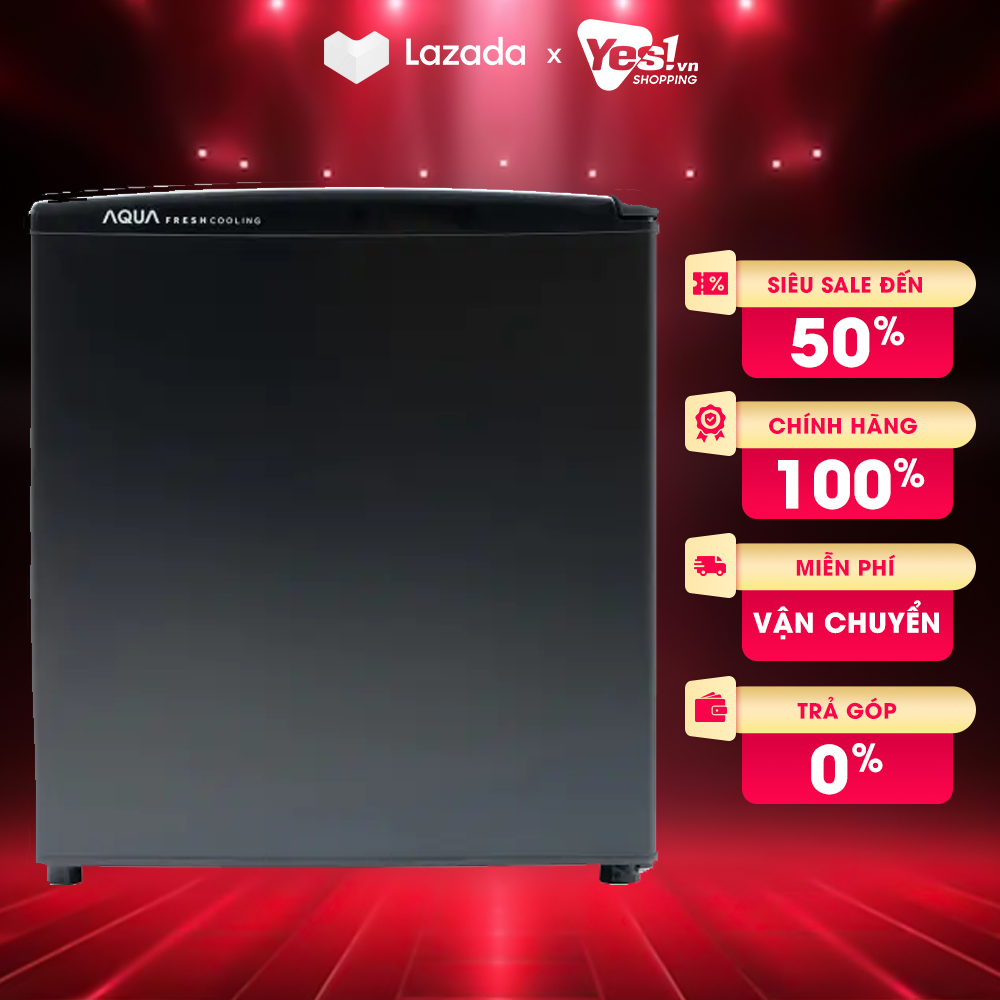 Tủ Lạnh Mini AQUA 50 Lít AQR AQR-D59FA(BS) - Loại tủ 1 cửa Dung tích dưới 50 lít [HCM] - Bảo hành chính hãng  - Voucher 10% lên đến 800K