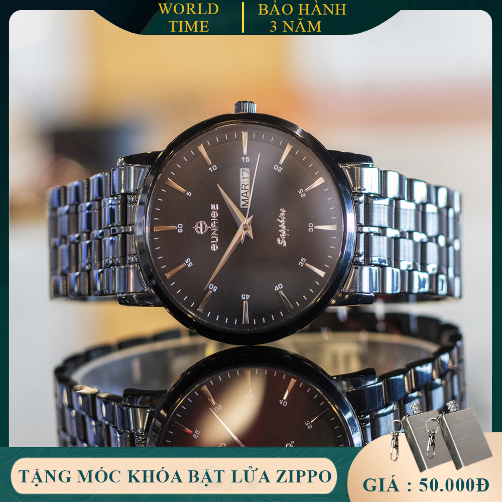 Đồng Hồ Nam Sunrise DM1216SWA - Hộp + Thẻ BH  - Kính Sapphire [chống xước , chống nước] Dây Thép