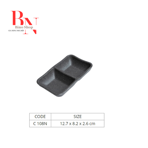 Chén chấm 2 ngăn nhám xám- c108nx