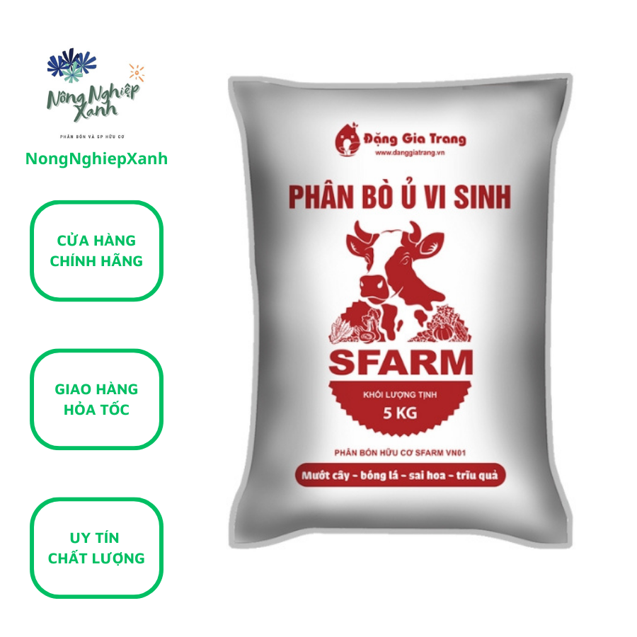 Phân Bò Ủ Vi Sinh Sfarm Bao 5kg