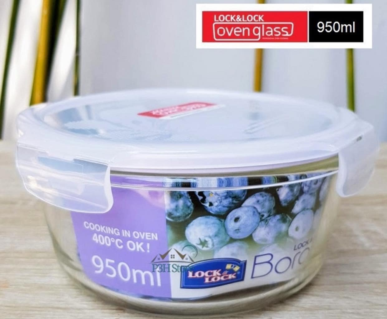 Hộp thủy tinh tròn chịu nhiệt Lock&&Lock 950ml