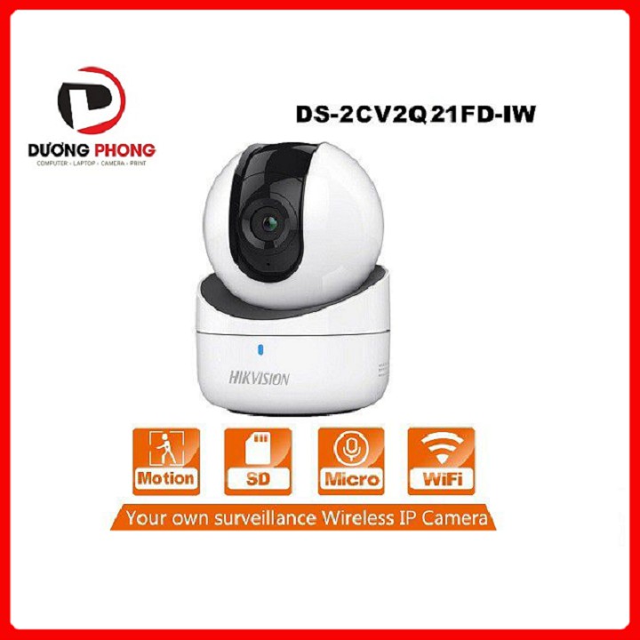 [ Tặng chân đế tròn] Camera IP Hikvision DS-2CV2Q21FD-IW 2MB FullHD 1920x1080 - Xoay 360