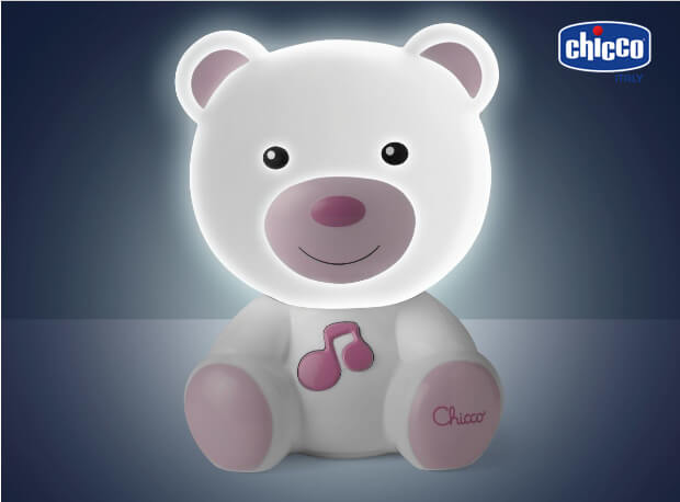 Đèn ngủ phát nhạc gấu Teddy - Hồng Chicco
