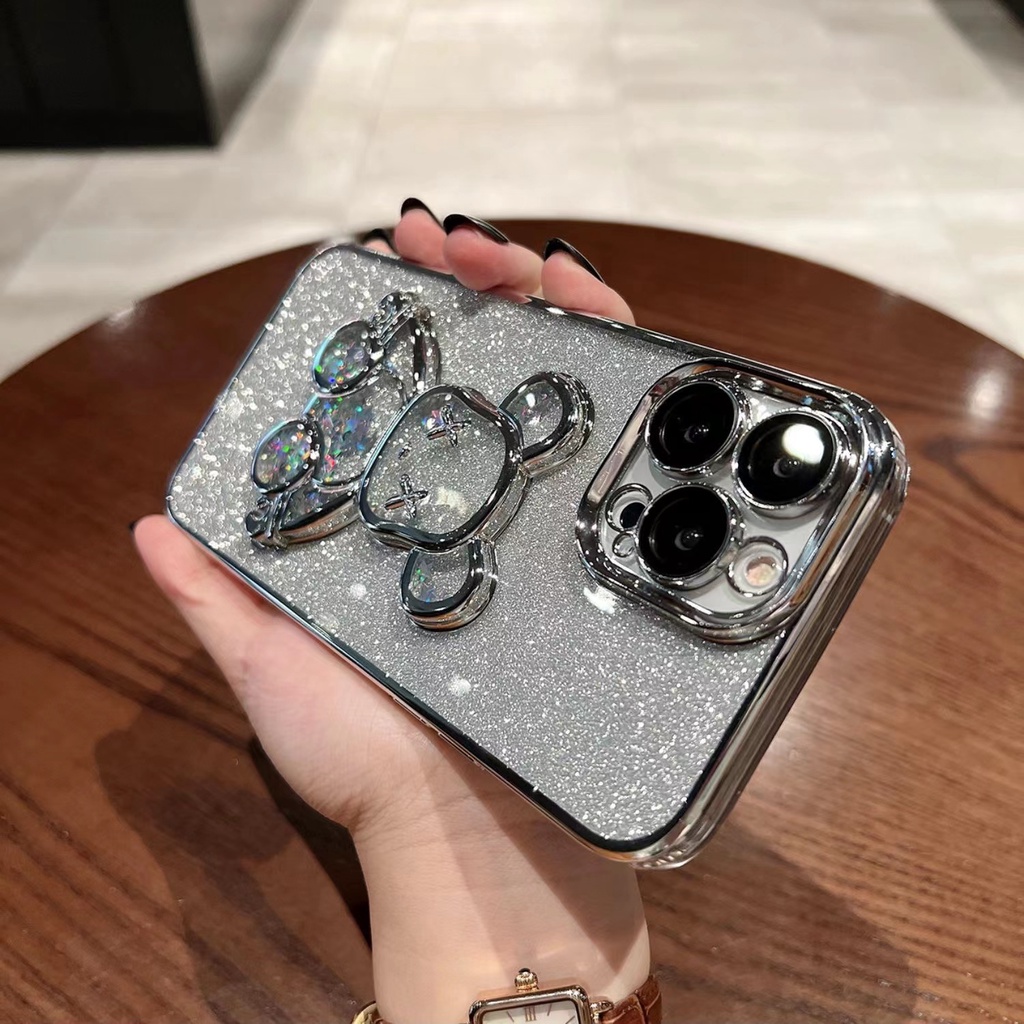 VẬN CHUYỂN NHANH - ốp lưng điẹn thoại Mềm Mạ Điện Hình Gấu Violent Cho Iphone 15 14 13 12 11 Pro Max