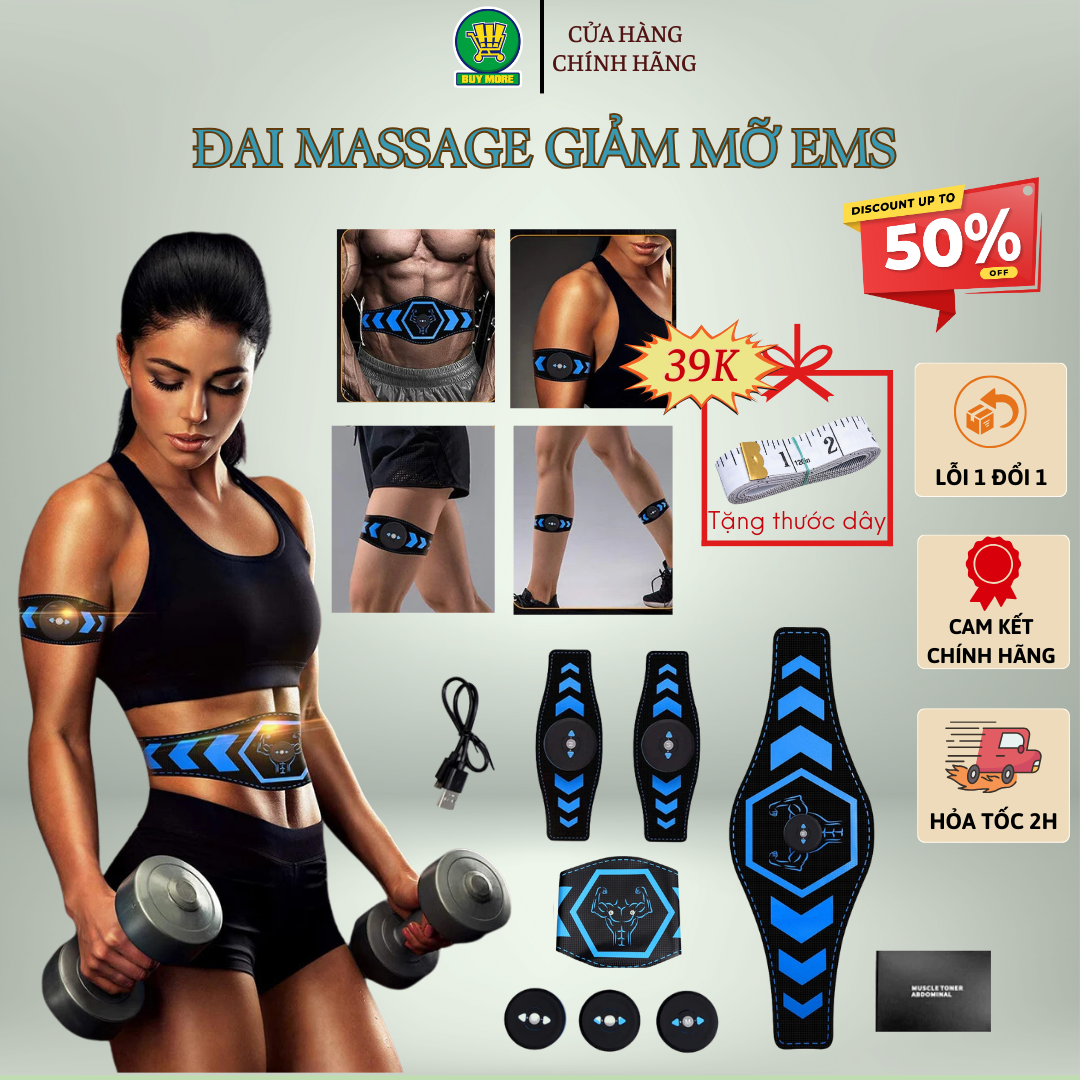 Bộ Đai Massage Giảm Mỡ FITNESS MH1080 Máy Massage Cơ Bụng Bắp Tay Gymer Máy Mát Xa Giảm Mỡ Máy Massage Xung Điện EMS