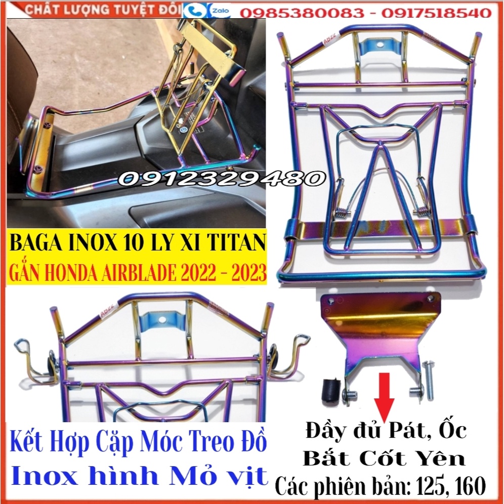 [AB 2022 Mới-AB 2023] Baga Giữa AB 2022 Mới , AB 2023, AB 160cc, AB125cc Mẫu Bắt Yên INOX Dày 10 Ly