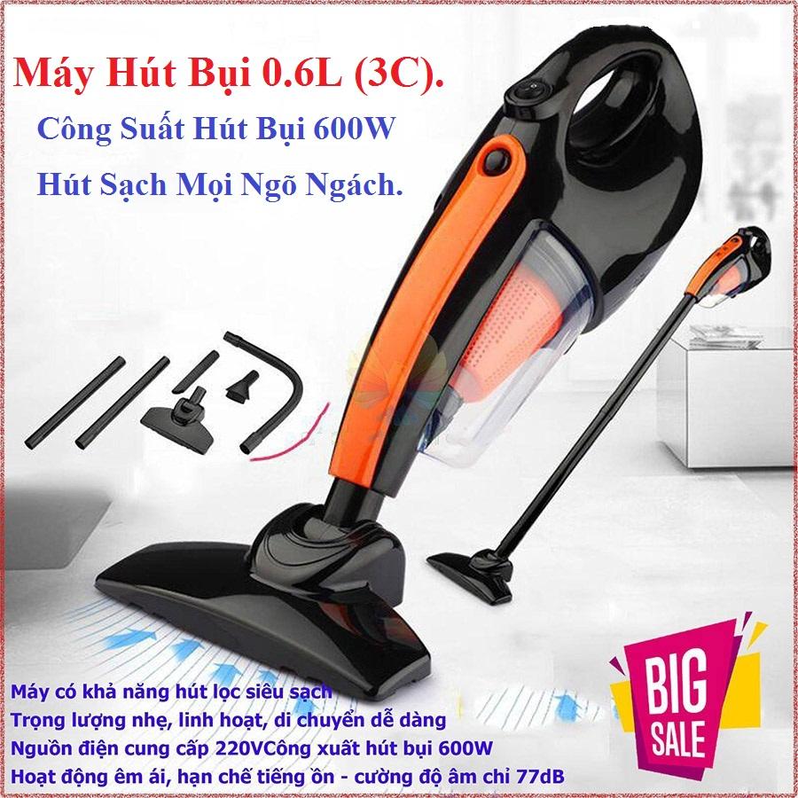 Máy Hút Bụi 0.6L (3C), Công Suất Lớn, Hút Sạch Mọi Ngõ Ngách, Thiết Kế Nhỏ Gọn Dễ Dàng Di Chuyển. Hệ Thống Lọc Sạch Triệt Để 2 chế độ thổi - hút, Tặng bộ hút bụi dễ dàng hút ghế sofa và nơi Khó Vệ sịnh. Máy hút bụi chân không