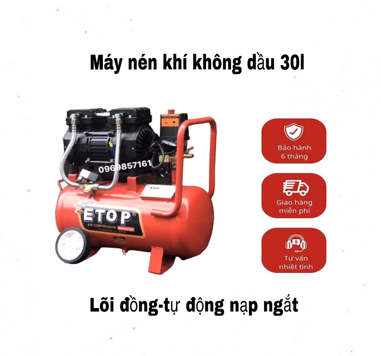 Máy hơi/máy nén khí/máy nén khí không dầu etop 30l thái lan 1500w | máy nén khí sạch
