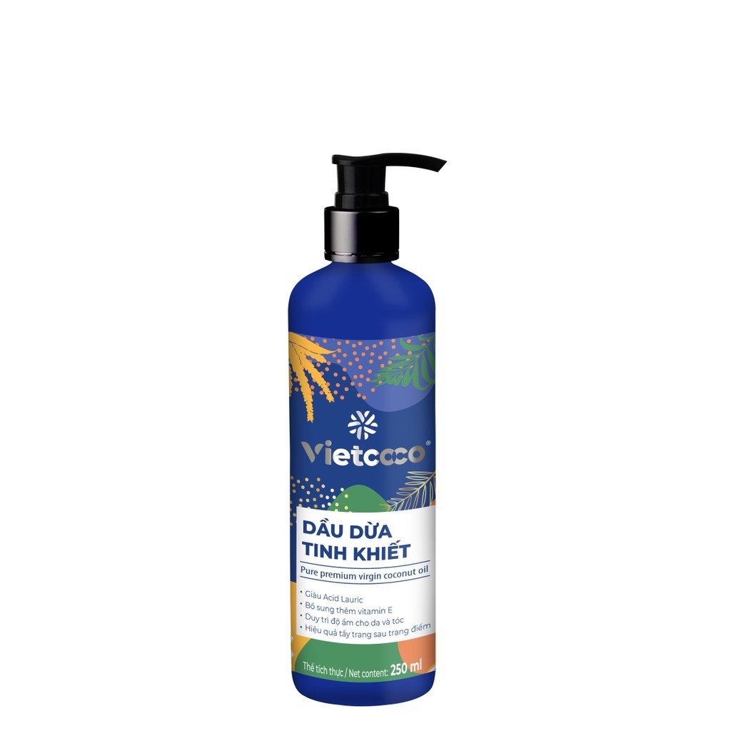 Dầu dừa tinh khiết Vietcoco chai vòi 250ml - dưỡng da - dưỡng tóc