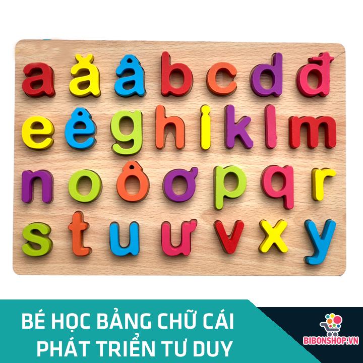 Bảng học chữ cái tiếng việt nổi in thường bằng gỗ hàng việt nam