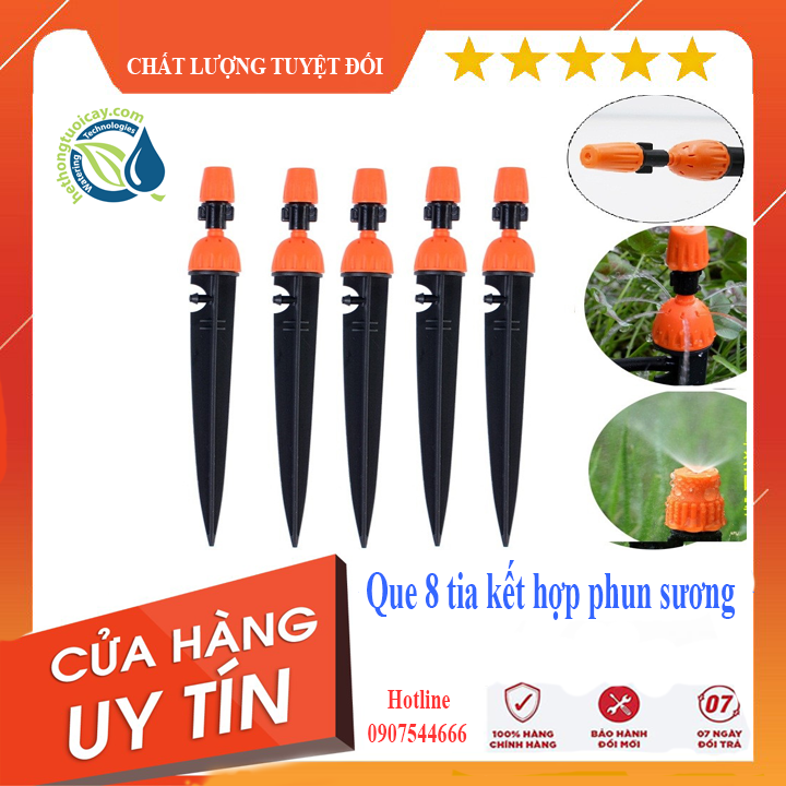 Đầu tưới nhỏ giọt 8 tia kết hợp phun sương, điều chỉnh được lưu lượng nước bộ 10 chiếc