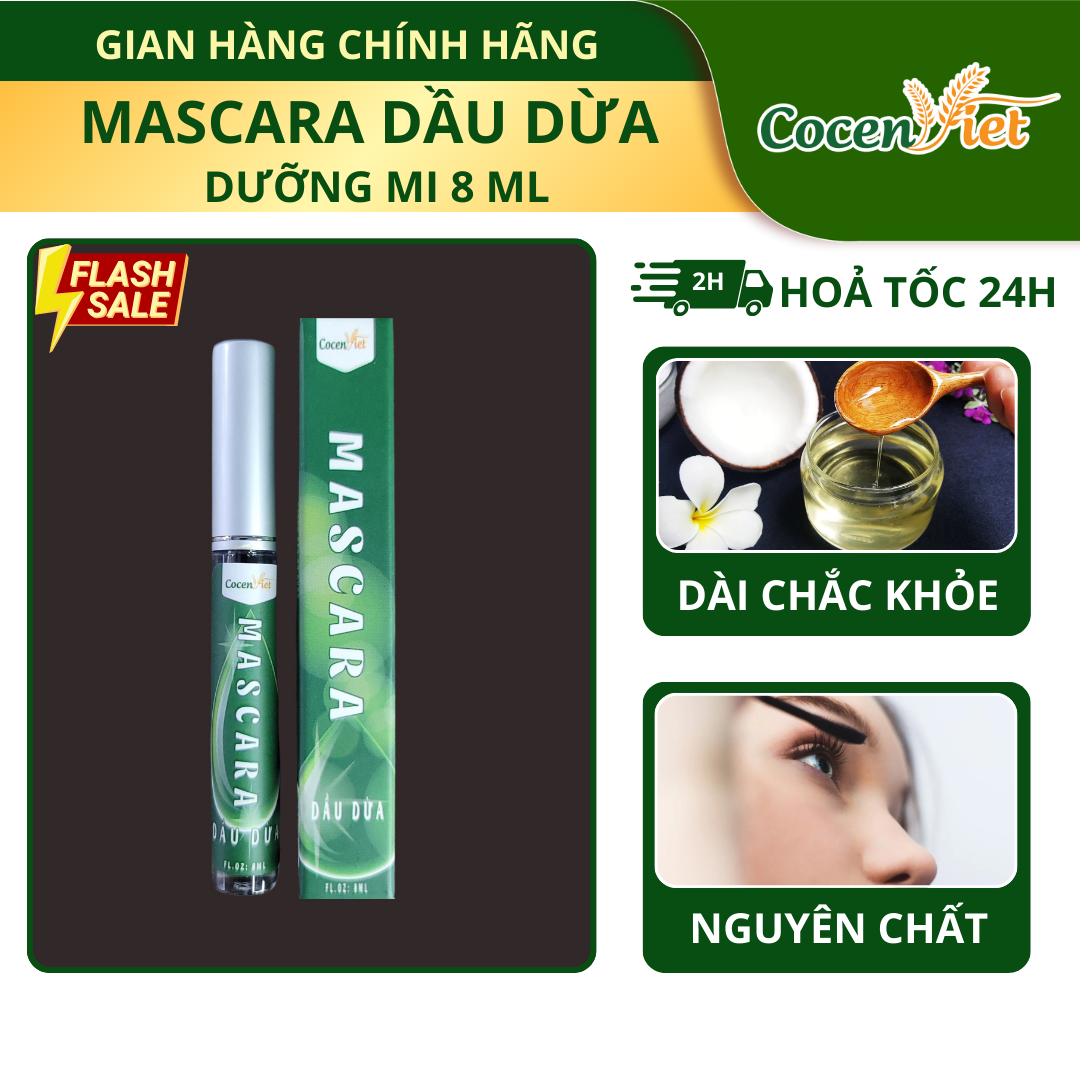 Mascara Dầu Dừa CocenViet, Dầu Dừa Dưỡng Mi Chắc Khỏe Chuốt Mi Giúp Mi Dài Và Dày Đẹp Hơn CM01