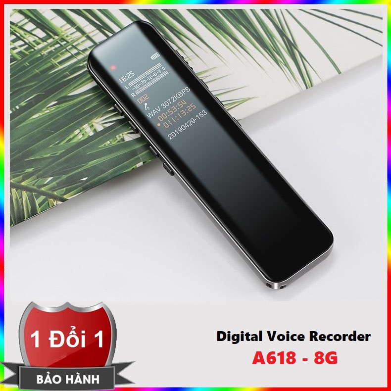 Máy ghi âm cầm tay A618 bộ nhớ trong 8G - Digital Voice Recorder 618 - Máy ghi âm mini góc bo cong sang trọng
