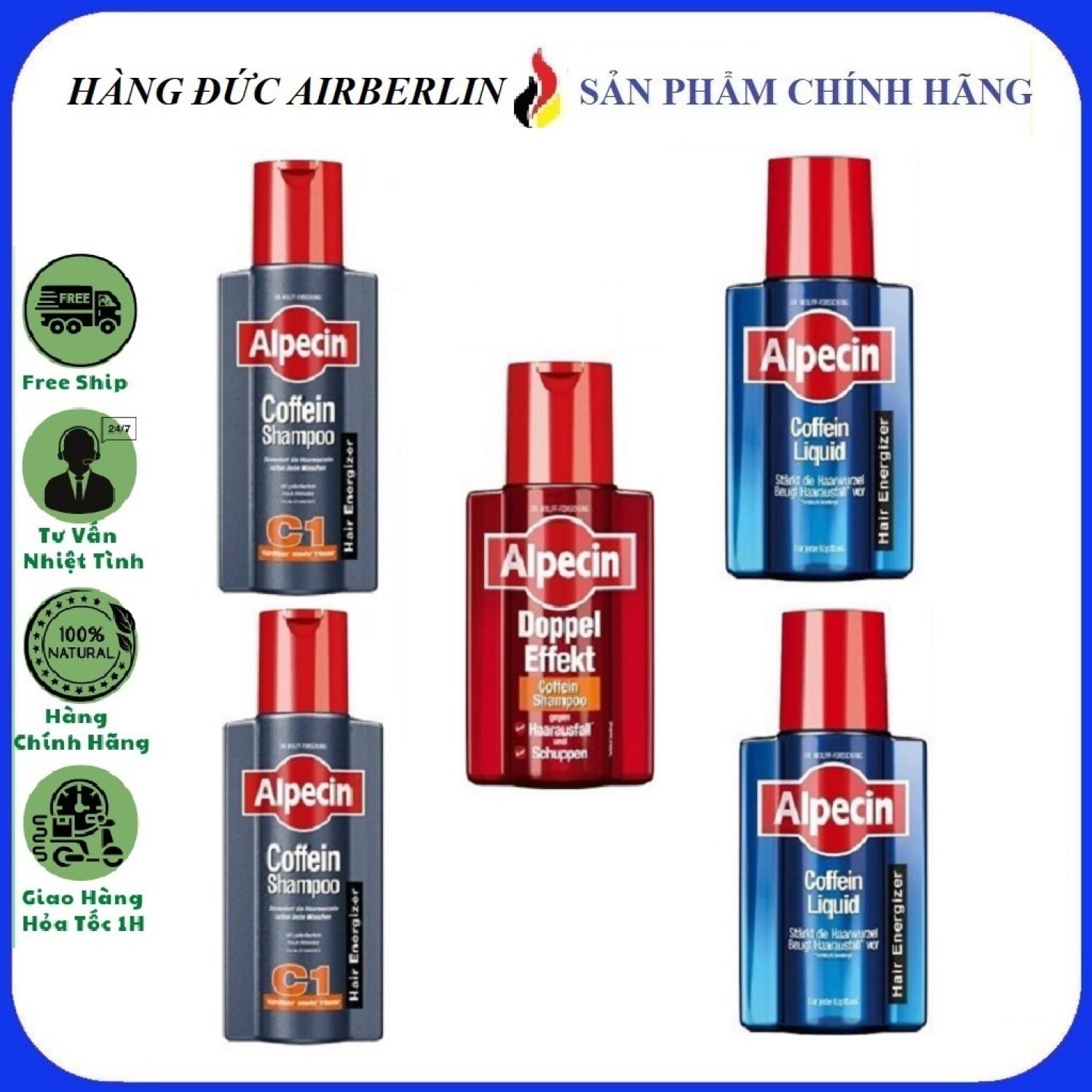 Hàng Đức chính hãng.HN Dầu gội ALPECIN COFFEIN SHAMPOO C1 ĐỨC