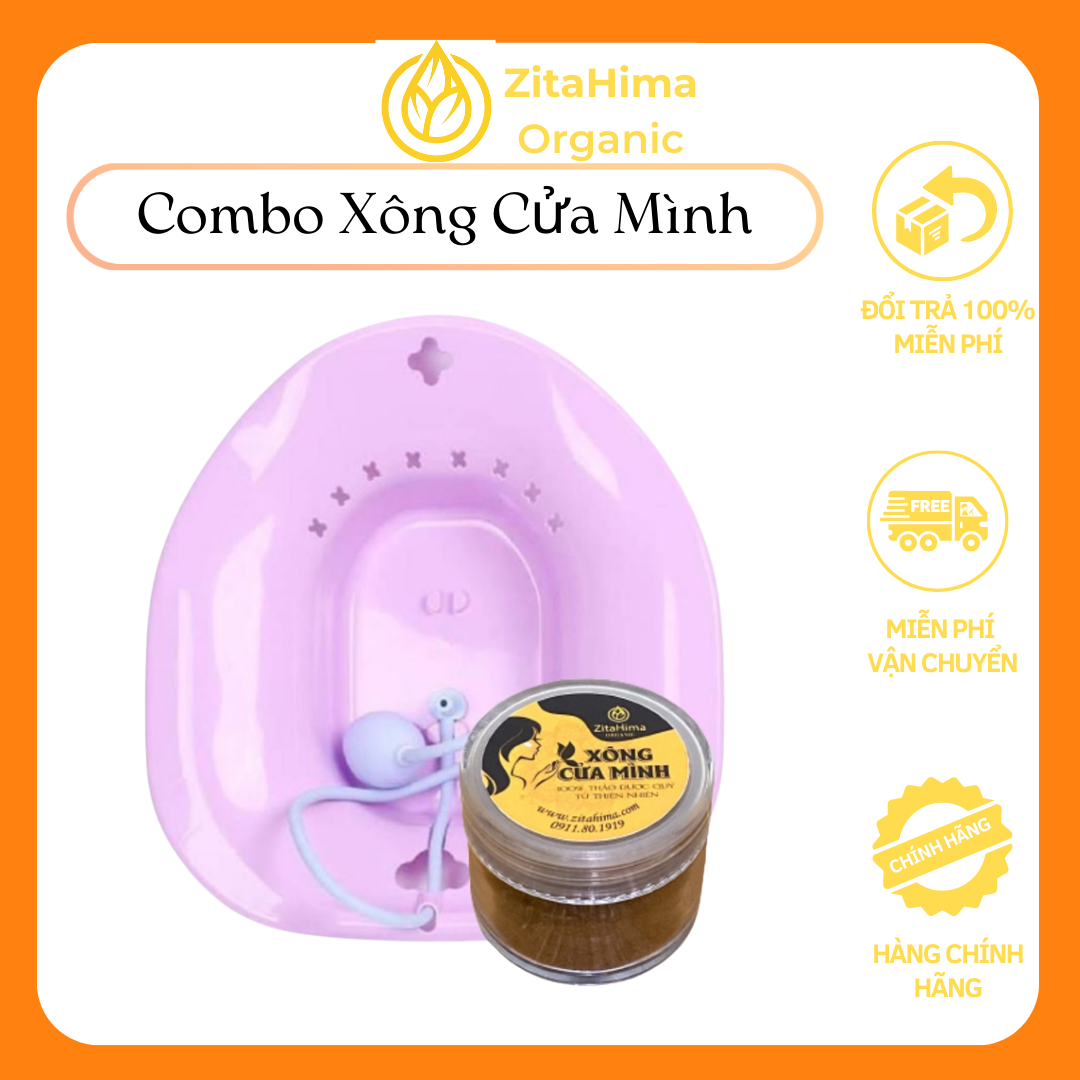 Zt23 combo xông vùng kín bộ chậu xông hơi và bột xông cho phụ nữ , bé gái tuổi dậy thì