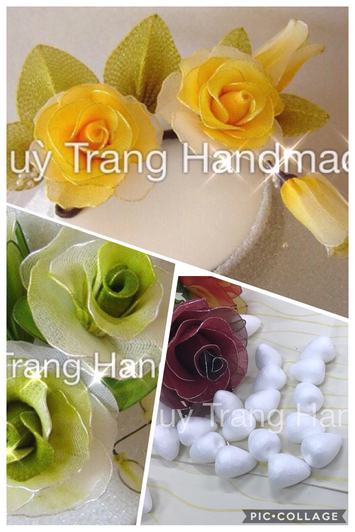 20 nụ xốp làm lõi hoa hồng giấy, hoa voan