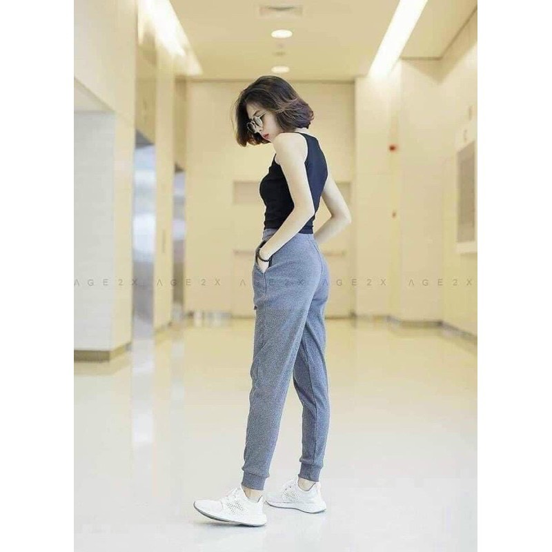 Quần jogger len tăm , cạp chun bo gấu dáng thể thao , phong cách trẻ trung