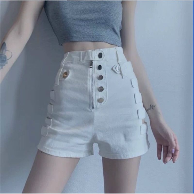 Quần kaki short 6 nút kèm đai hai bên