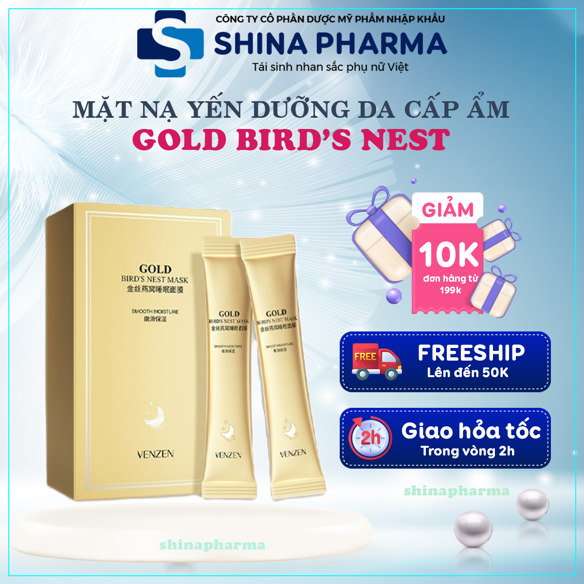 Mặt Nạ Ngủ Collagen Dưỡng Trắng Da Gold Bird’s Nest Mask Cấp Ẩm, Dưỡng Da Mềm Mịn, Giúp Làn Da Sáng Bóng Và Căng Tràn Sức Sống