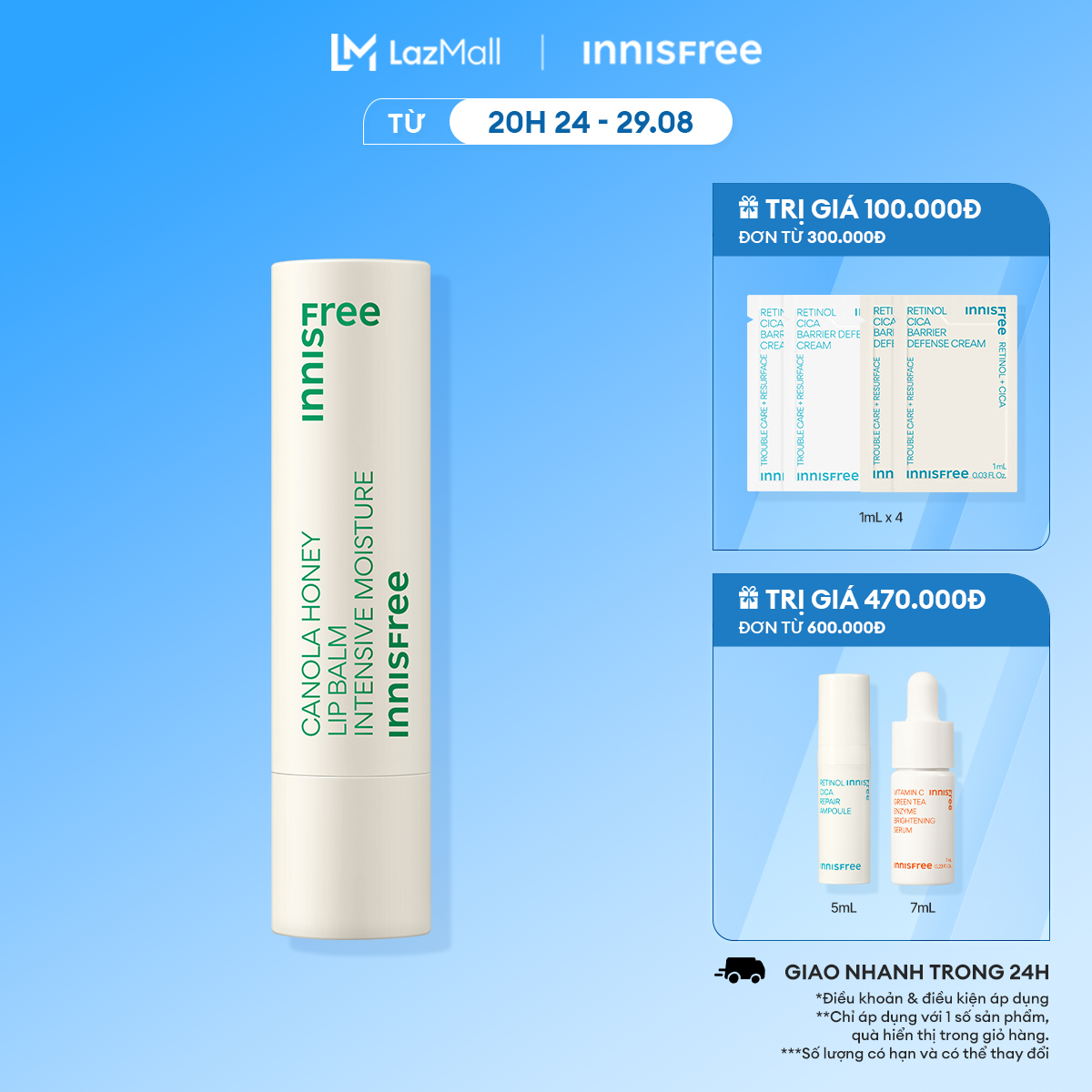 Son dưỡng ẩm sâu không màu INNISFREE Canola Honey Lip Balm Deep Moisture 3.5g