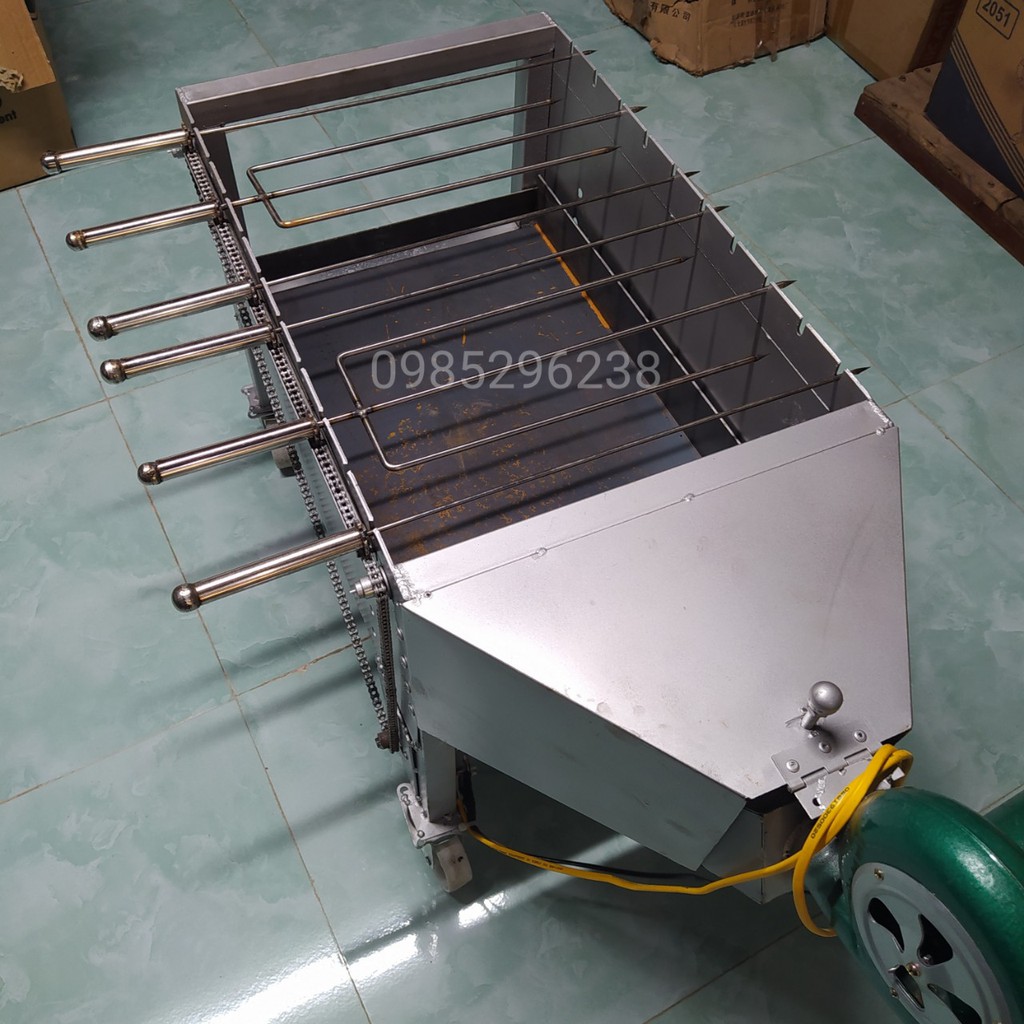 Máy nướng thịt, chả, gà vịt quay tự động 10 xiên Bếp nướng than hoa, tặng 10 xiên đơn và 1 xiên 3