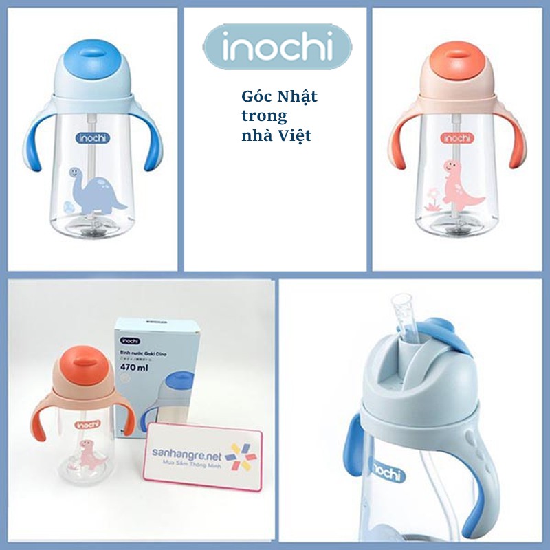 Bình tập uống nước cho bé inochi goki dino 470ml