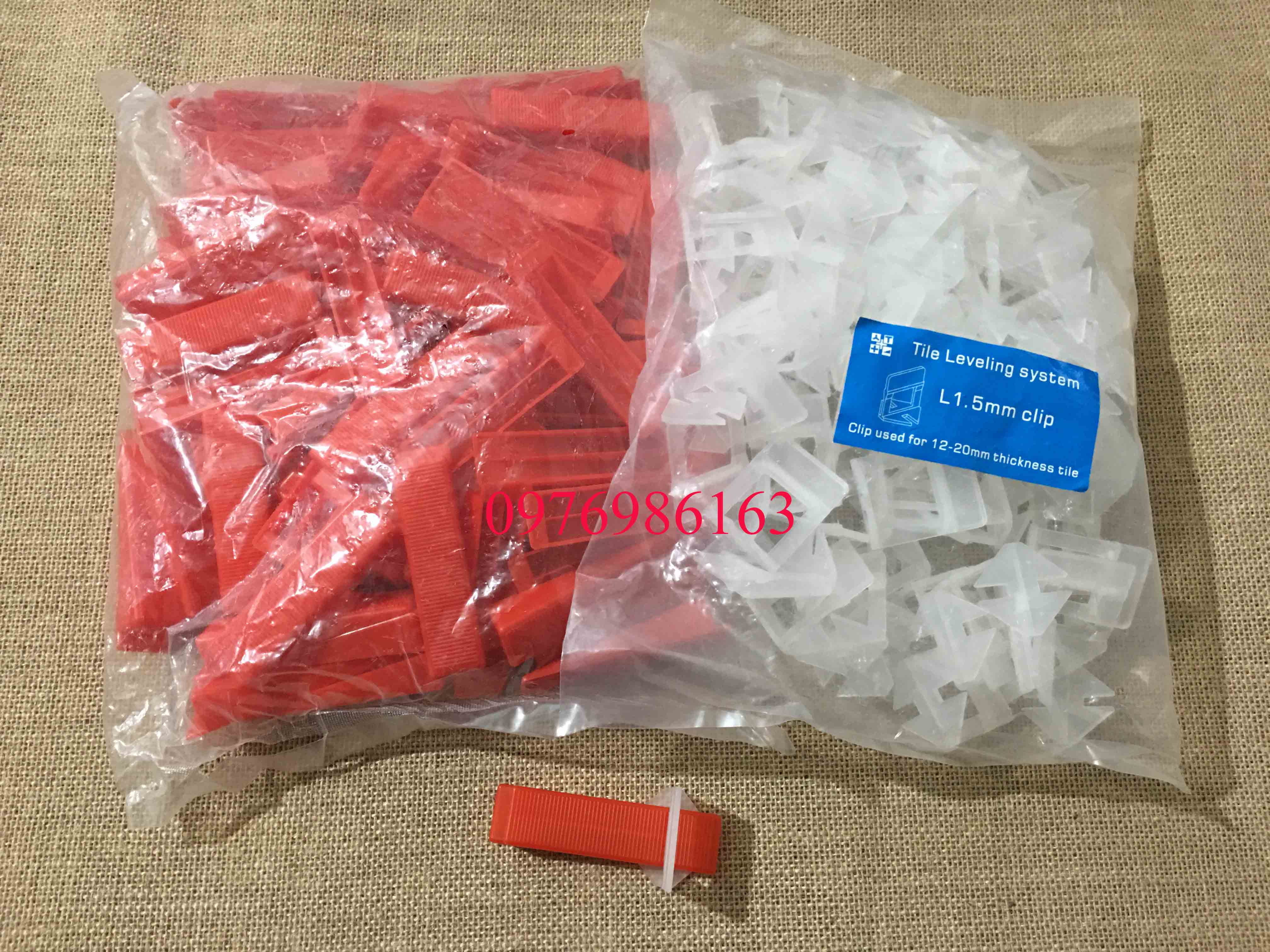 Bộ ke cân bằng ốp lát gạch 100 nêm cài 200 móc trắng