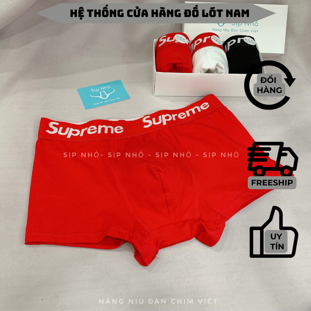 Quần xì đùi nam supre.me,sịp boxer chất cotton 95% xịn xò có 3 màu ( Giá 70k/ 1 chiếc)
