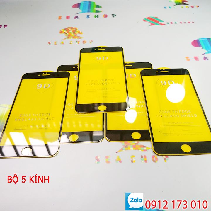 Bộ 5 Kính cường lực các dòng iPhone full màn hình 9D / Kính cường lực iPhone 6 / 7 / 8 Plus tràn màn hình - Seashop FR