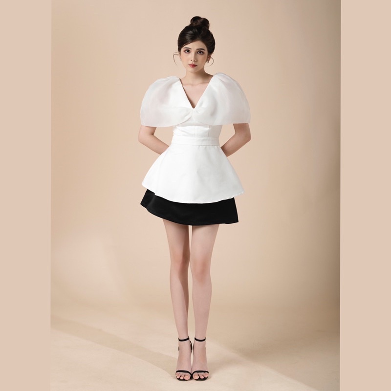 Áo nơ vol chít eo tiểu thư - rosie top