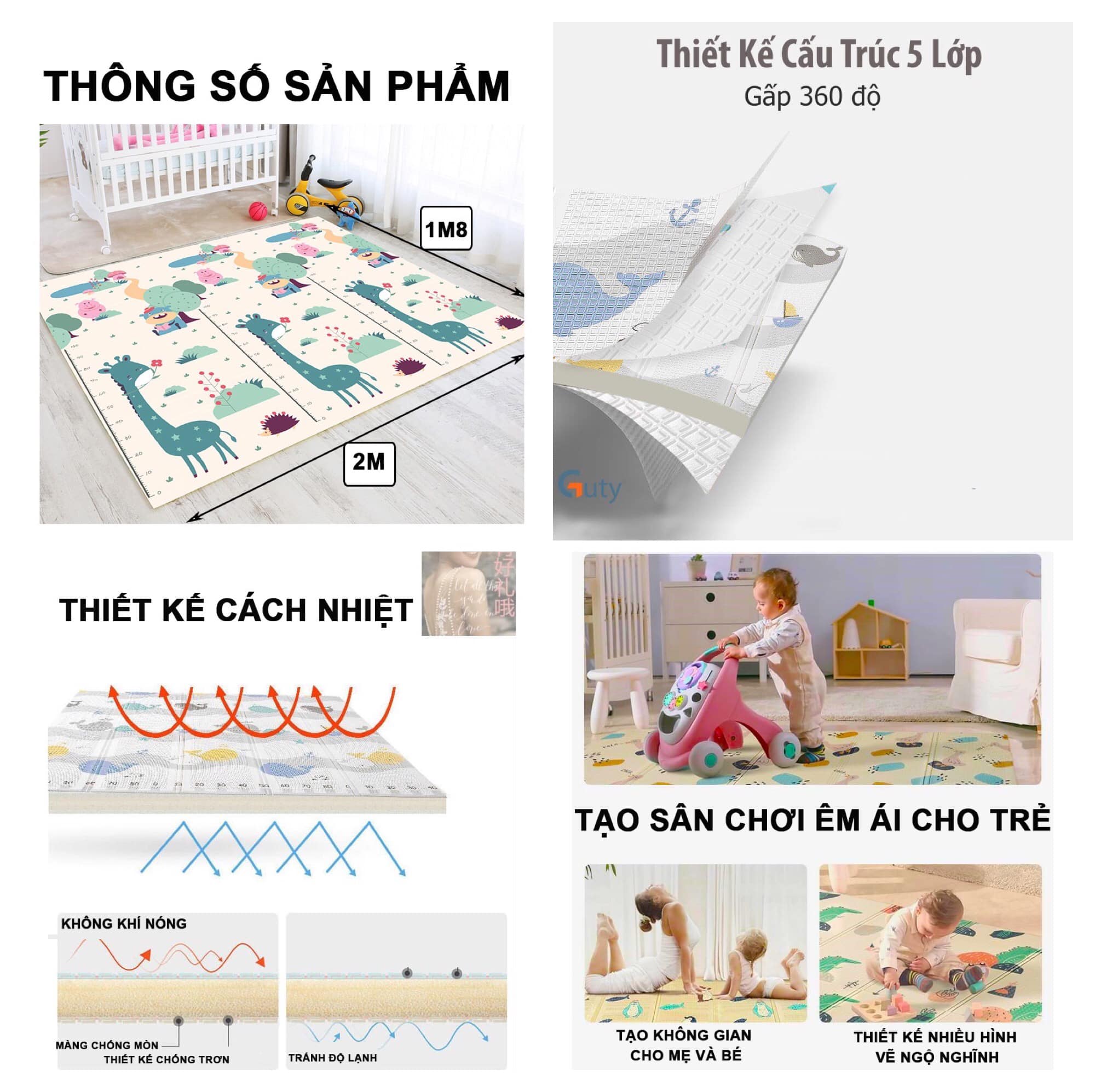 Thảm xốp xpe phủ silicon gấp gọn chống thấm 180*200cm
