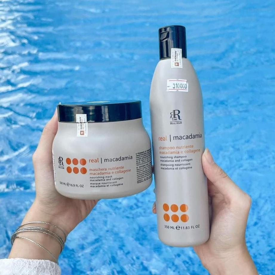 Bộ gội ủ hấp tóc hấp phục hồi tóc kem hấp hấp tóc macadamia star hũ 350ml + hấp 500ml