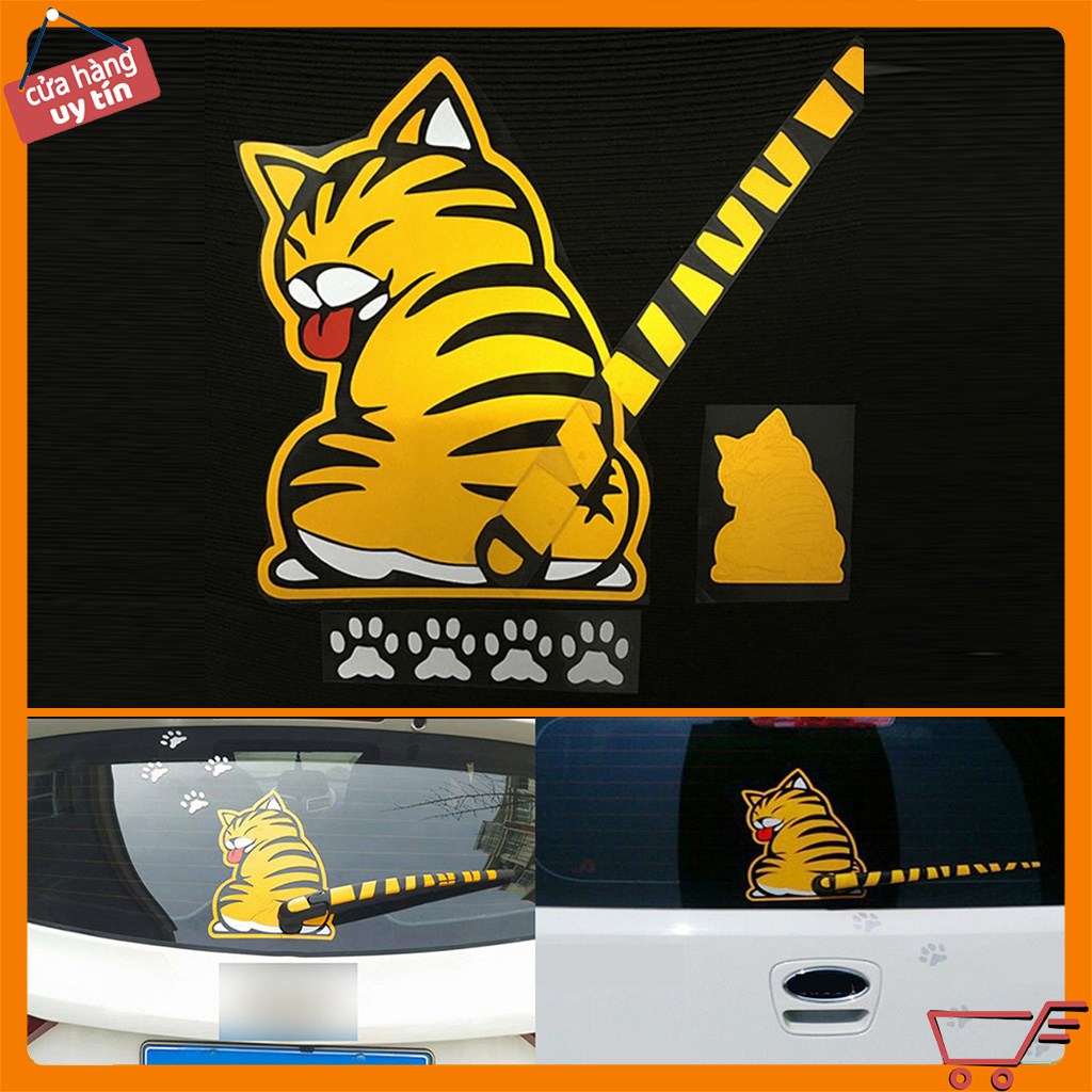 Tem Dán Xe Oto Hình Con Mèo Vẫy Đuôi Cần Gạt Mưa Ngộ Nghĩnh