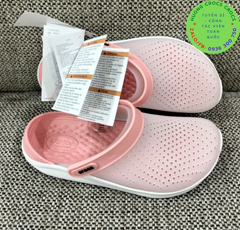 DÉP SỤC NHỰA ĐI MƯA CROCS LITERIDE ĐỔI MÀU CHO NỮ màu cam 