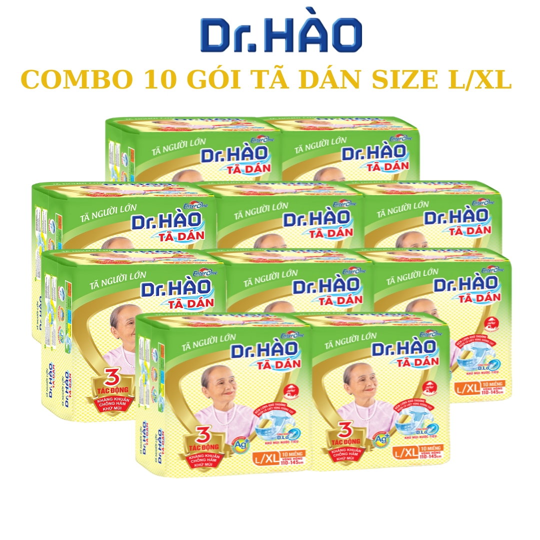 Tã dán người lớn enterone dr.hào size l/xl gói 10 miếng, bỉm dán người già